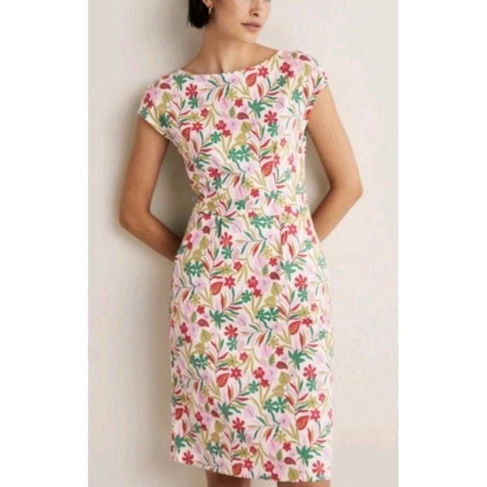 Boden Florrie Floral Jersey Knit Dress Pockets 10P Petite Lightweight Cottage